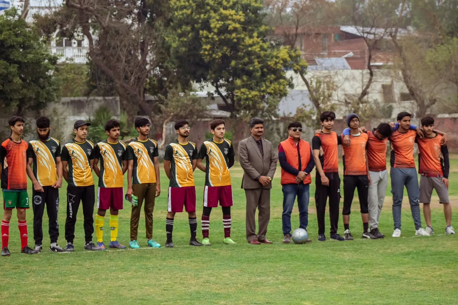 Football team at the College Sports Ground